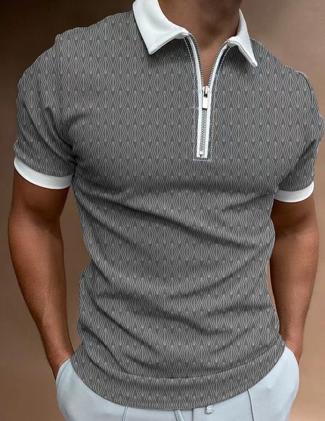 

polo shirt plaid collar t-shirt business men's mercerized cotton men's short sleeve t-shirt men's top, White;black