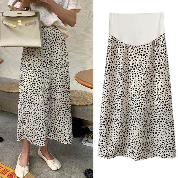 

lounge spring summer maternity leopard skirt long fashion maternity skirts for pregnant women large size pregnancy skirt new arrival, White