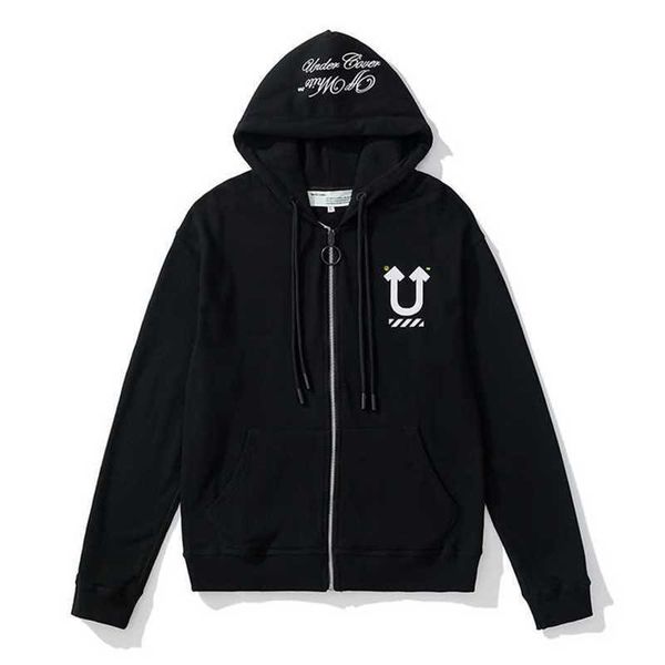 

20% off early spring new skeleton ghost hand double face fur cardigan hooded sweater coat, Black