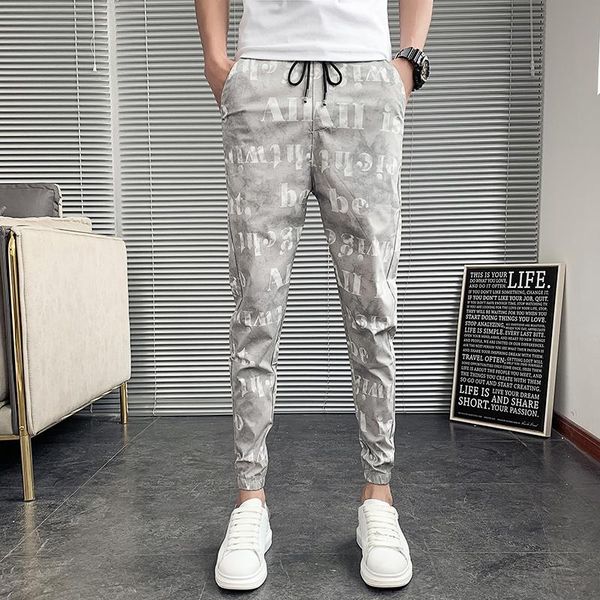 

pants summer thin harem pants men fashion 2023 korean slim fit men casual letter pants streetwear all match joggers trousers men 3628, Black