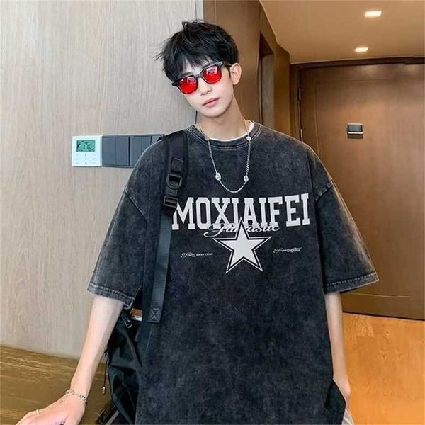 

20% off pure cotton short sleeved men's summer american street trendy t-shirt new niche, White;black