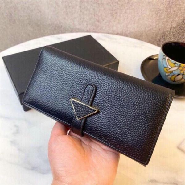 

mens designer wallets purses leather long card bag solid fringed simple fashion multi-functional lychee women's purse and wal210t, Red;black