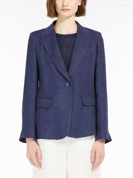 

Women's Suits Women's Single Button Linen Suit Coat Solid Color 2023 Spring Summer Commuting Office Female Slim Straight Blazer, Jacket