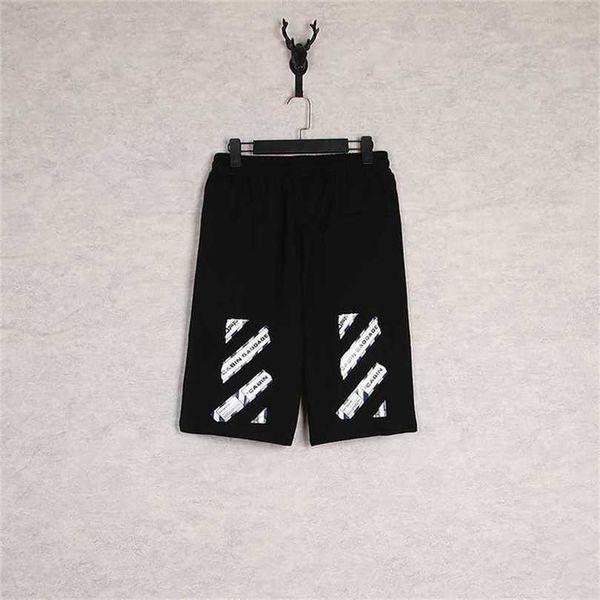 

22% off ow airport tape shorts men's summer casual beach pants, White;black