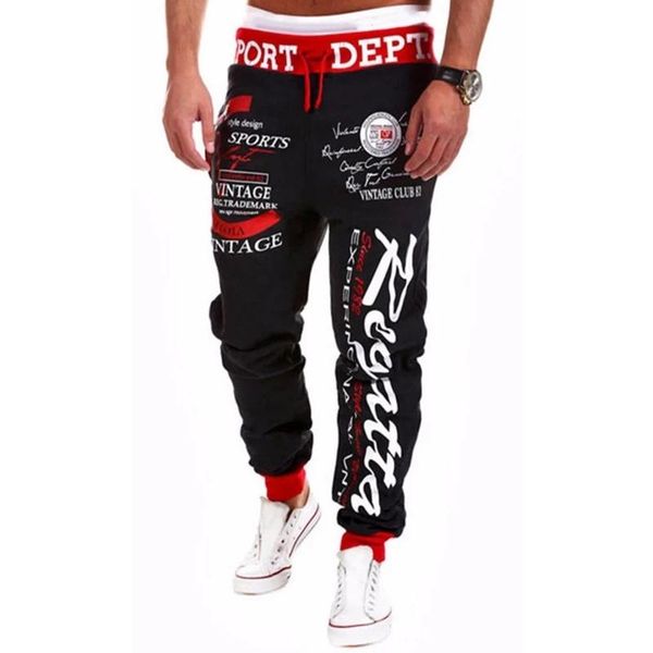 

pants men's pants weatpants hip hop joggers cargo pants men casual pants fashion printing trousers streetwear pantalones hombre 202211, Black