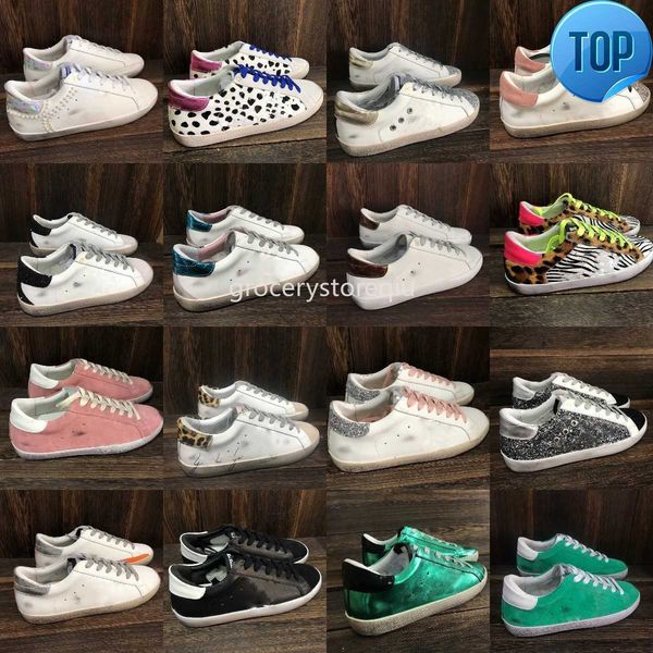 

leopard goldens gooseitys luxury super star sneaker print women shoes superstar pink-gold glitter classic white do-old dirty designer h, Black