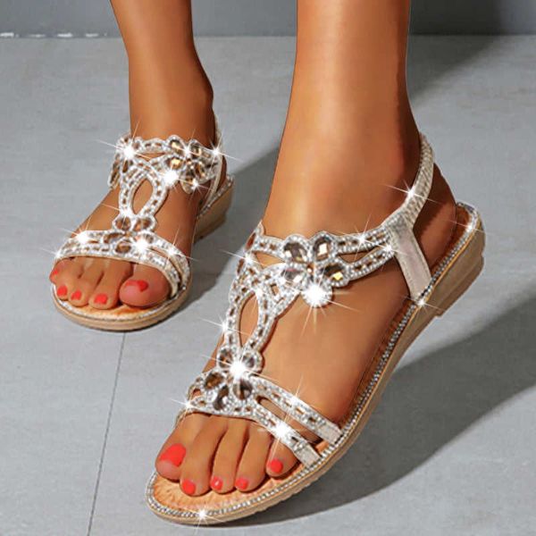 

sandals mulher sandlias rhinestone open toe moda feminina sapatos cor slida vero toe aberto sandalias praia noslip chaussure femme j230422, Black