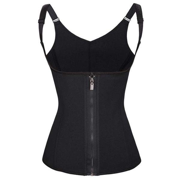 

women body shaper neoprene fabric zipper & hook double fixed adjustable shoulder straps waist trainer corset cincher slimming shap341a