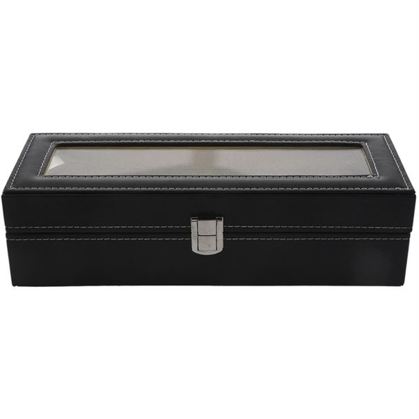 

watch case leather watch box jewelry box gift for men 6 compartments - black292g, Black;blue