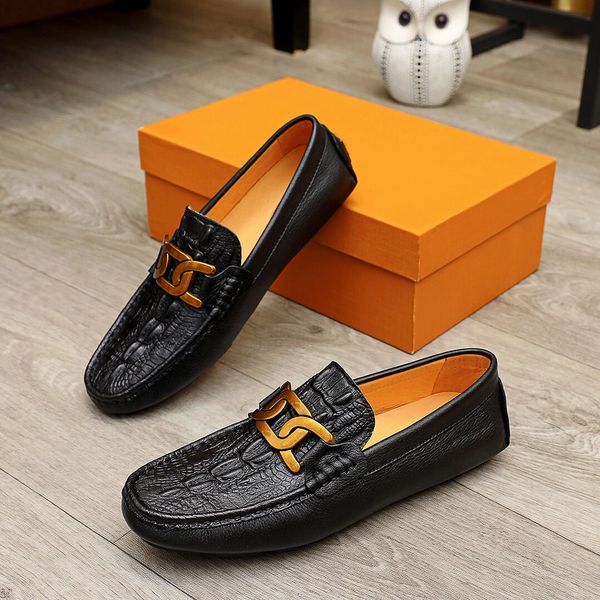 

2023 mens dress shoes formal designer leisure business snakeskin office flats men's brand party wedding loafers size 38-45, Black