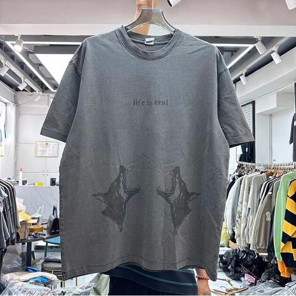 

tees 23ss t shirts letter print short sleeve high street casual t-shirt cotton for men and women, Black;brown
