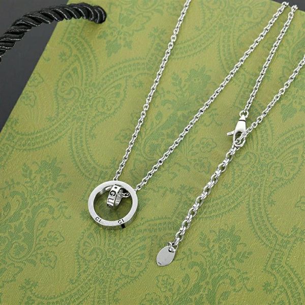 

womens designer necklace luxury pendant necklace classic double ring heart mens fashion 925 silver designer jewelry gift 2203103d257h
