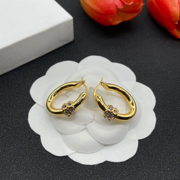 

gold diamond stud earrings oval design earrings light luxury versatile cute female earrings net red clothes jewelry shoes bag accessories, Golden;silver