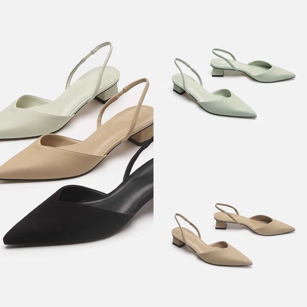 

sandals baotou sandals summer simplicity pointed square heel sandals women fashion thin strap sandals size 34-43 sandalias de mujer 230322, Black