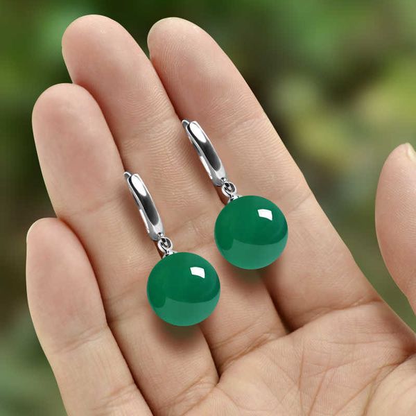 

charm elegant geometric crystal chalcedony earrings smooth comfortable chalcedony eardrop chinoiserie palace jewelry super fairy gift w0422, Golden