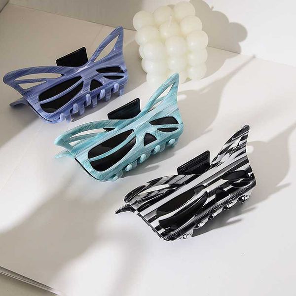 

pink barrette design spring and summer product temperament three-dimensional double-layer butterfly tail hairpin super large shark clip grab, Golden;silver