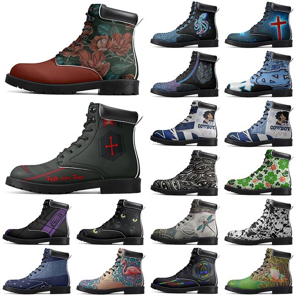 

DIY Classic Boots Non-slip autumn winter for black red cross outdoor Versatile comfortable fashion Elevated Casual Customized Boots 9225