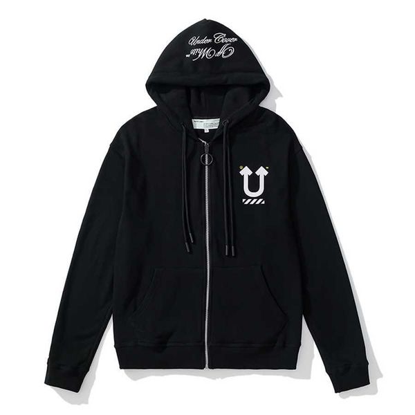 

36% off early spring new skeleton ghost hand double face fur cardigan hooded sweater coat, Black