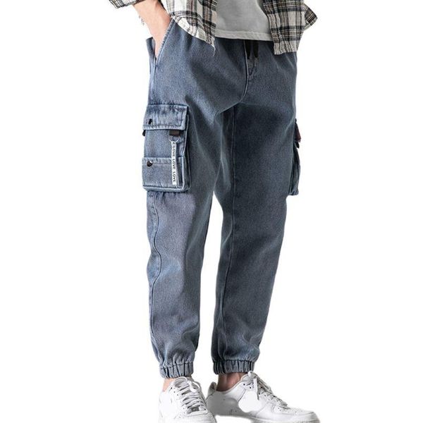

pants vintage men chic oversize jeans harem pants joggers male cotton cargo trousers fashion streetwear 2022 black denim clothes