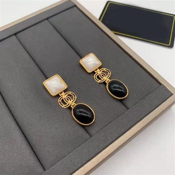 

luxury designer black crystal dangle earrings women fashion elegant gifts jewelry with box331q, Silver