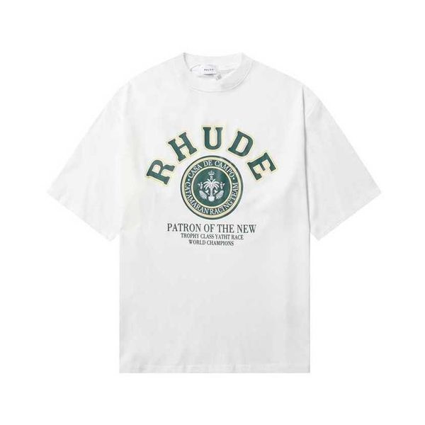 

24% off rhude fashion loose teenage couple casual double yarn short sleeve t-shirt underlay, White;black