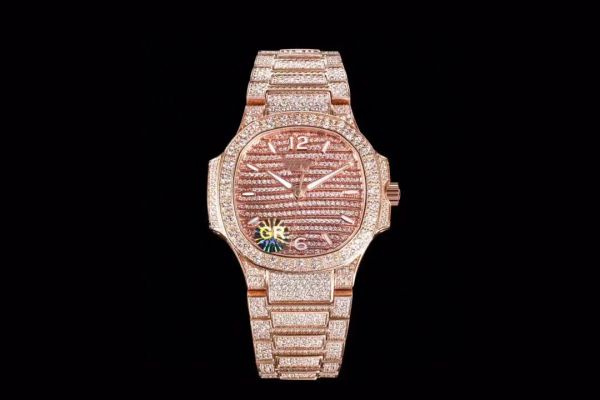 

gr with 7118 mens watches nautilus full diamond limited model custom 324 s automatic chaining mechanical movement diameter 35.2mm irregular, Slivery;brown