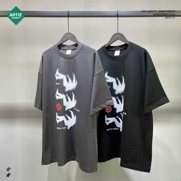 

men and women t-shirtsartie men's clothing | trendy brand loose and creative fun print t-shirt pure cotton digital print street trendy, White;black