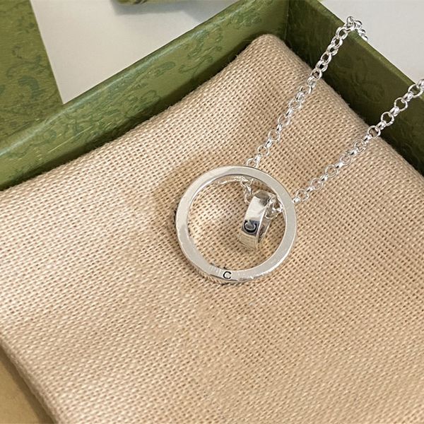

new 925 sterling silver luxury designer pendant necklace stainless steel letter choke ring pendant necklace wedding jewelry accessories gift