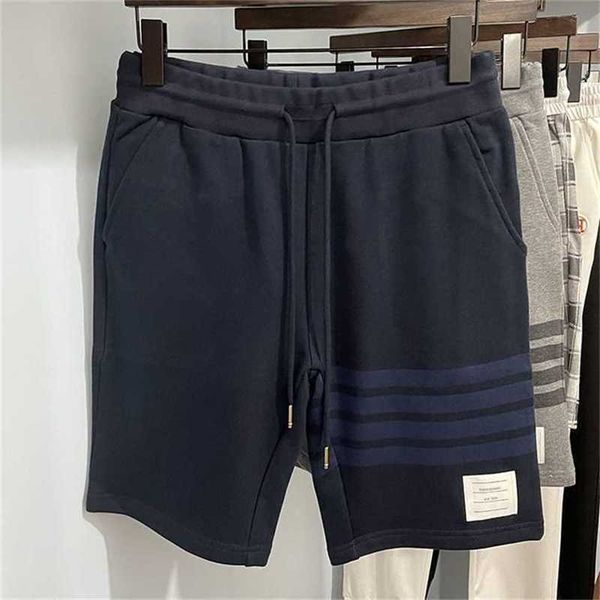 

20% off sports shorts men's summer thin fashion straight casual pants trend simple striped versatile capris, White;black
