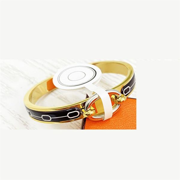 

classic brand design personalized bangle bracelets thin 8mm titanium steel colour pattern enamel bracelet for teen girls high vers248r, Black
