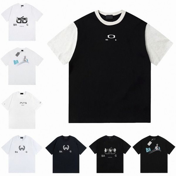 

women designer t shirt color blocking letters bunny print sweatshirt women tshirt summer trend short sleeve casual shirts high street tee s, White