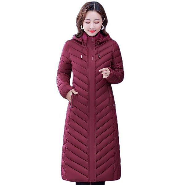 

leather luxury brand 2022 winter cotton parkas jacket women long warm harajuku coat female loose vintage solid zipper coats high quality, Black