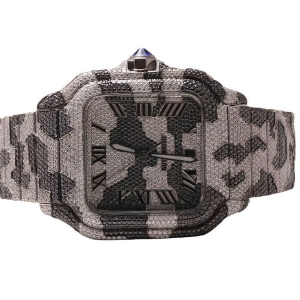 

wristwatches hip hop diamond watch round cut all size customise natural handmade diamond watch for mens diamond watch284a, Slivery;brown