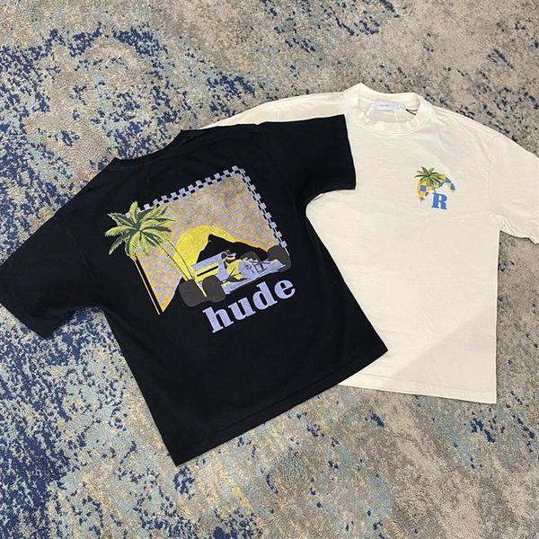 

23ss spring summer vintage plant cars tee t shirt europe skateboard men women high street fashion us plus size tshirt 0171981, Black;brown