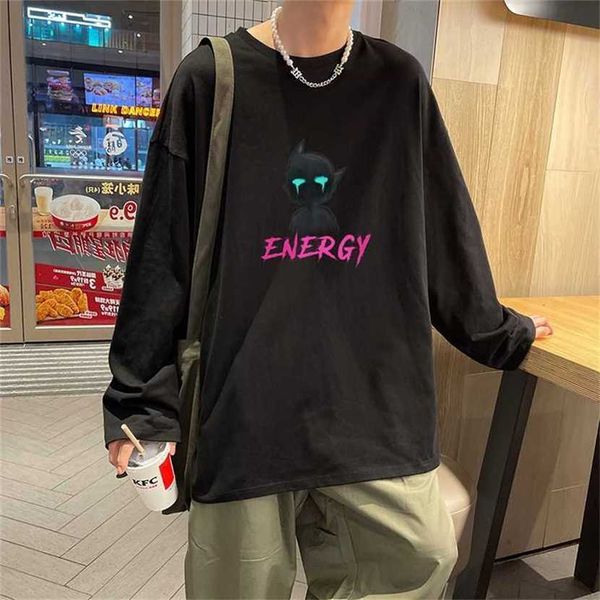 

24% off street long sleeve t-shirt men's loose ins spring and autumn korean version trendy design bottom shirt, White;black
