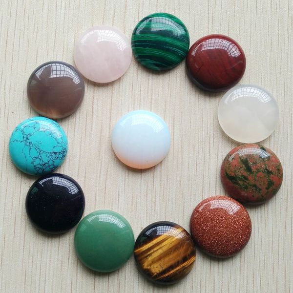

other wholesale 12pcslot good quality natural stone mixed round cabochon beads 25mm for diy jewelry making 230422
