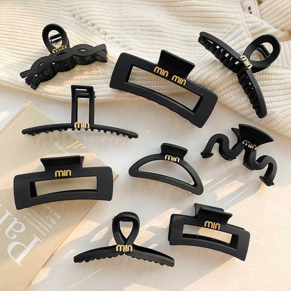 

hairpin feminine black grab clip headwear with large pan hair shark clip on the back of the head hair clip, Golden;silver