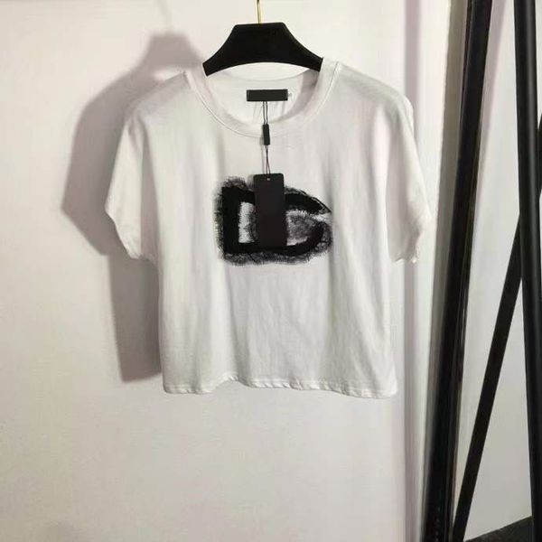 

designers t-shirts women tees apparel casual chest lace letter print short sleeve t-shirt white black official same style blouses clothing