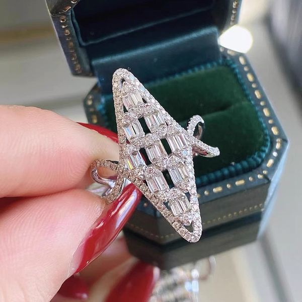 

vintage hollow aaaaa zircon finger ring silver color party wedding band rings for women bridal nightclub jewelry, Slivery;golden