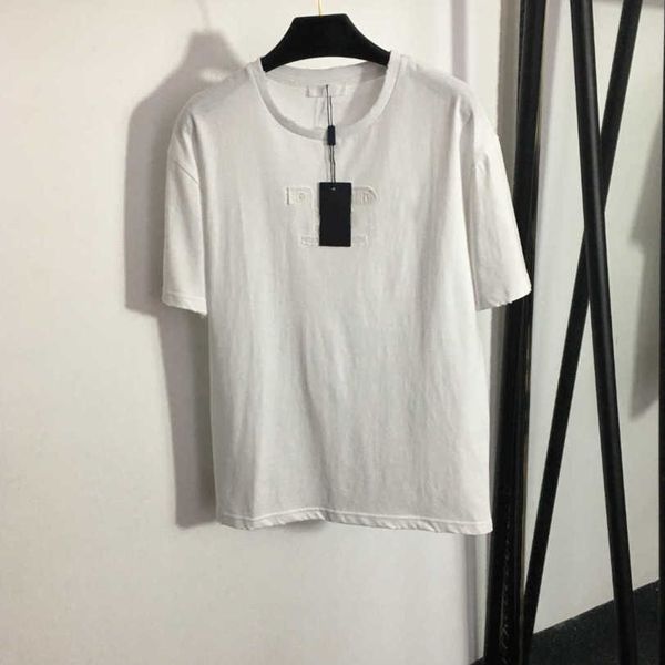 

23ss tee womens t-shirt womens designer clothing round neck pure cotton embroidered monogram sticker short sleeve t-shirt womens clothes a1, White
