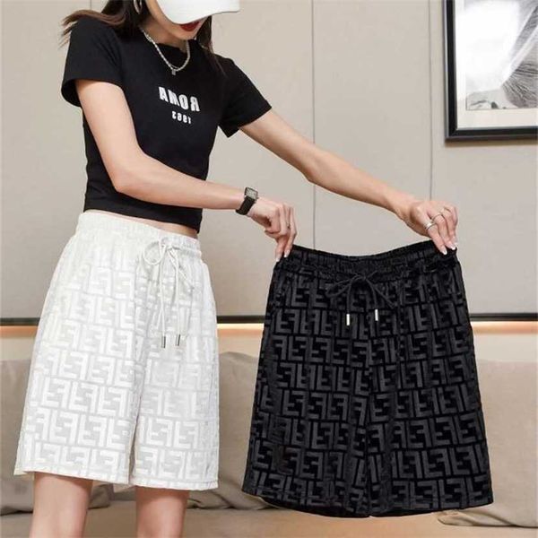 

24% off letter shorts children's summer wide loose straight leg capris waist korean version thin casual fried street middle pants, Black;white