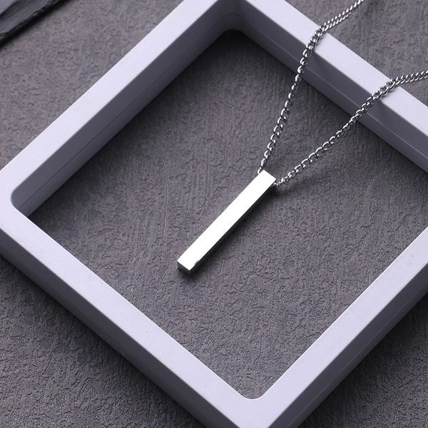 

5pcs lot bar charms hypoallergenic stainless steel pendants charms necklace smooth metal diy jewelry findings making 5*38mm with chain 2mm 2, Silver