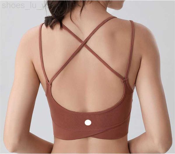 

ll yoga sports bras back strap cross for women breasted fitness bra lady push up seamless gym tank crop running gym l2040