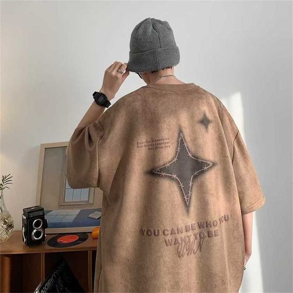 

22% off short men's trendy t-shirt suede summer hiphop street youth half sleeved, White;black