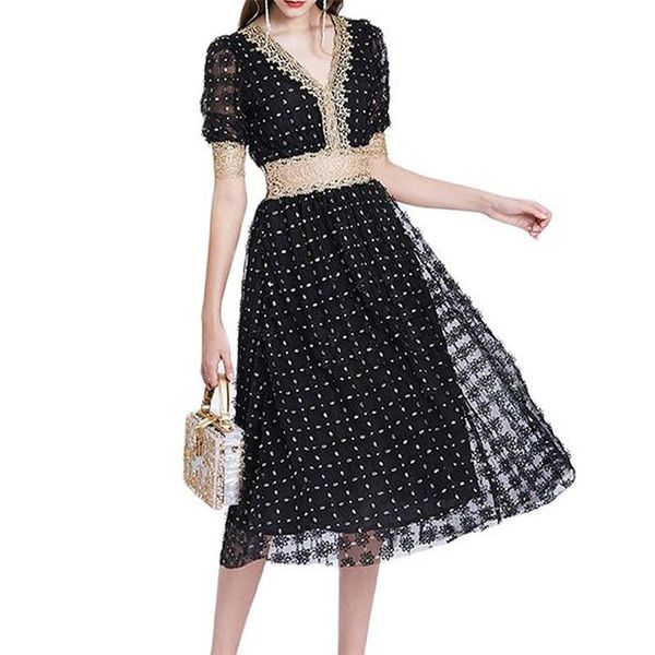

dresses fashion elegant dress women's lace heavy industry threedimensional flower embroidered dress summer 2021women's clothing, Black;gray