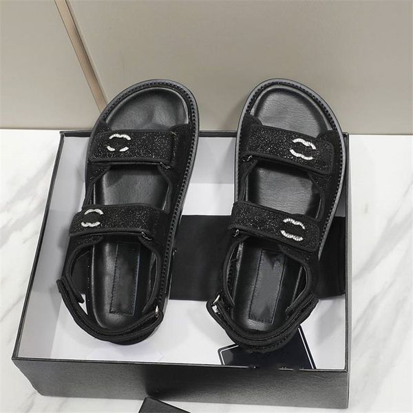

summer popular women's sandals 2023 fashion channel luxury brand business work leisure travel letter logo women's high heels men&#, Black