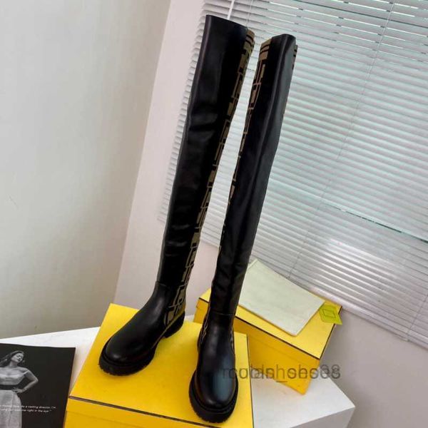 

zucca knitted sock-style flats tall boots rockoko -jacquard stretch fabric black leather over-knee- high boot for women luxury designer shoe