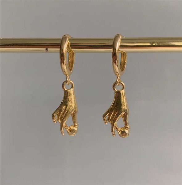 

charm palmistry hand jewelry - handmade jewelry - gold colour dangle earrings- tarot earrings w0422, Golden