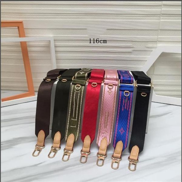 

luxury designer 7 colors pink black green blue coffee red shoulder straps for women crossbody bag fabric bag parts strap248v