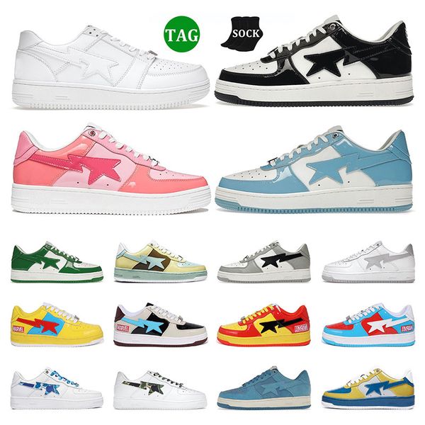 

mens bapestas casual designer shoes stas sk8 low bapesta men women black white camo blue pink suede beige leather womens trainers outdoor sn